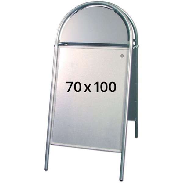 Expo Gotik Gehwegaufsteller mit Logo-Schild - 70x100 cm - silber
