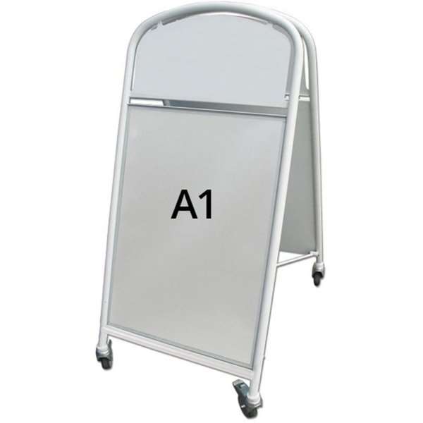 Ellipse Lux Floor Sign with Logo Plate - A1 - White