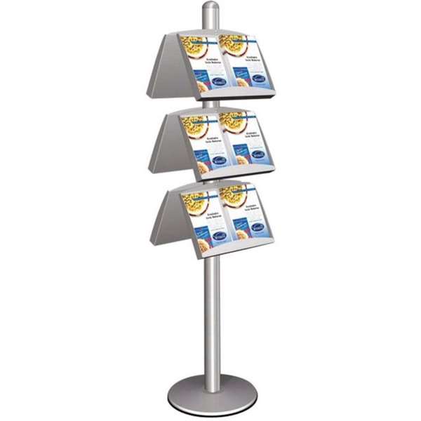 Multistander double-sided - 6xA3 - 29.7x42 cm steel shelves