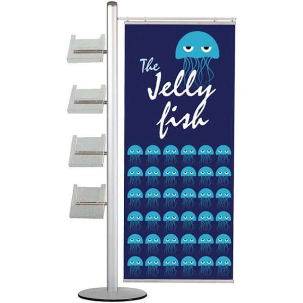 Multi Stander 19 - Enkeltsidet, 1 Stk 60cm Banner + 4xA4 Hyller