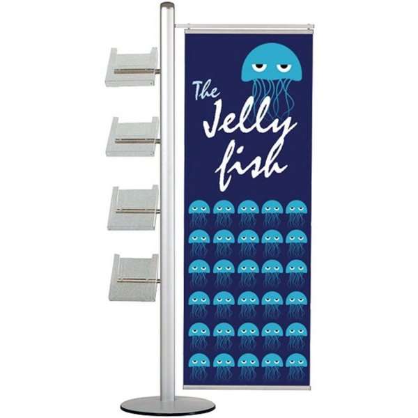 Multi Stander 19 - Unilateral, 1 Unidad 50cm Banner + 4xA4 Estantes
