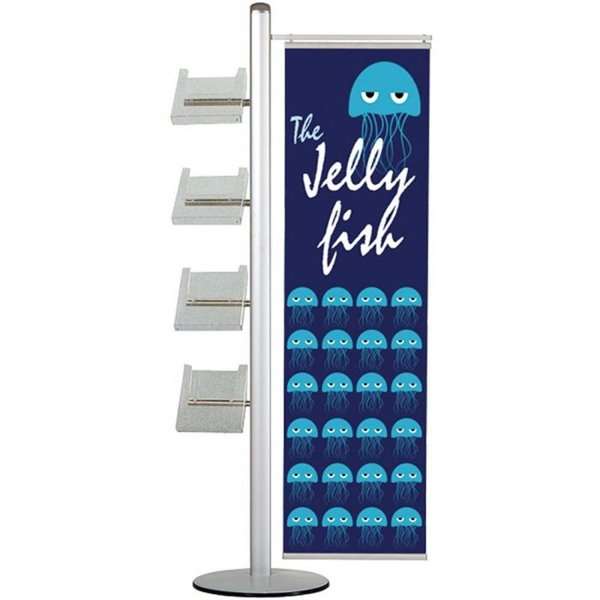 Multi Stander 19 - Enkeltsidet, 1 Stk 40cm Banner + 4xA4 Hyller
