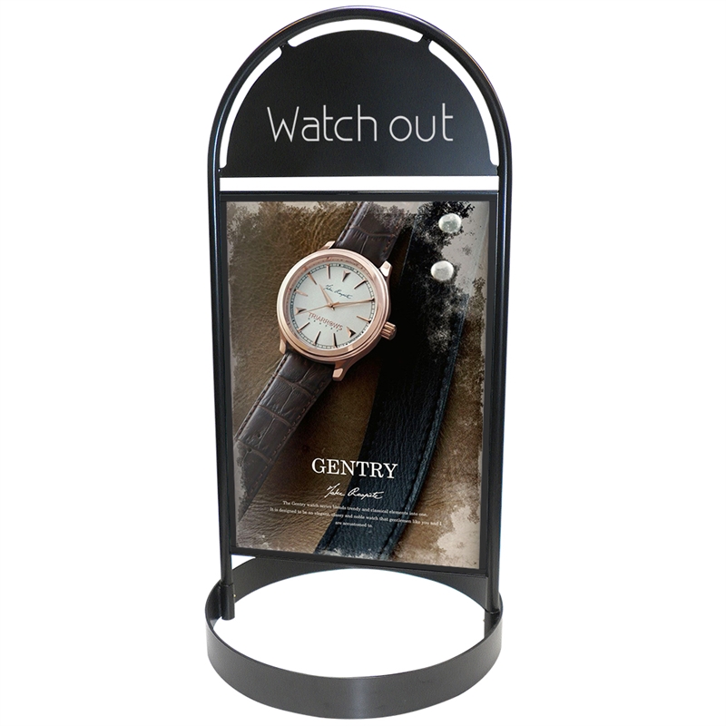 Gothic Circle Sign with Logo Plate, Black - A1