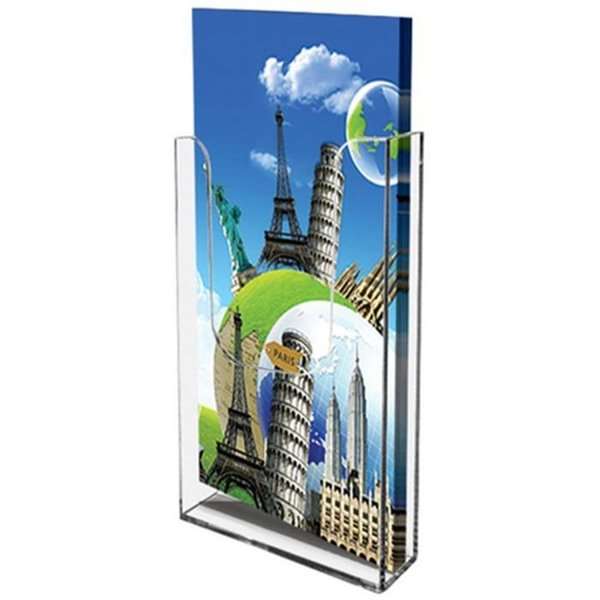 Akrylový držák brožur na zeď - vertikální - Leták - M65 - 9,9x21 cm