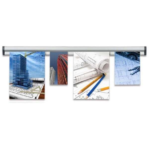 Fast Note plakatophæng med 30mm aluminium profil, sølv - 125,5cm