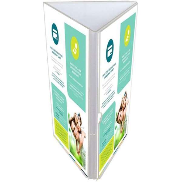 Triangle Menu Holder Vertical - 3xA65 Flyer - 9.9x21 cm
