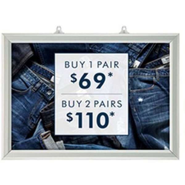 Slide-in frame double-sided horizontal, with 25mm aluminum profile, silver - A4