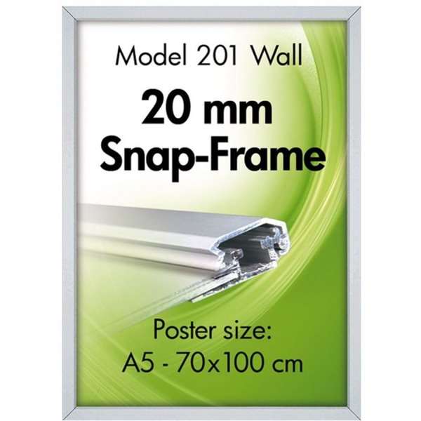 Klikramka z 20 mm profil aluminiowy płaski, srebrny - 70x100 cm