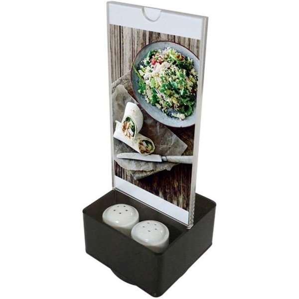 Salt & Peppar Menykorthållare vertikal - 2xM65 Flygblad - 9,9x21 cm - svart
