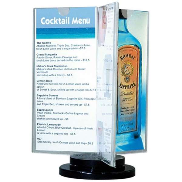 Spin Menukortholder vertical - 6xM65 Flyer - 9.9x21 cm - black