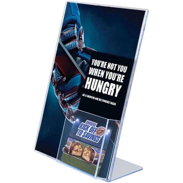 L - Porta menu formato A4, con inserto superiore - supporto per brochure grandezza M65