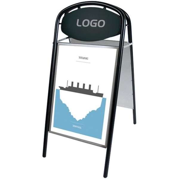 Expo Ellipse Sign Stand with Logo Plate - 50x70 cm - black