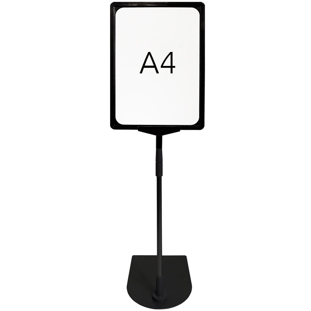 DSI Prisrammesæt, sort stål fod og alu stang, sort A4 ramme (21 x 29,7cm), Model 873