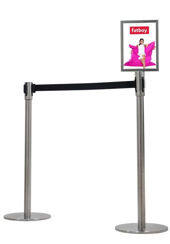 DSI Sign holder for Crowd Barrier Belt system, Sort, A4, Model 1025