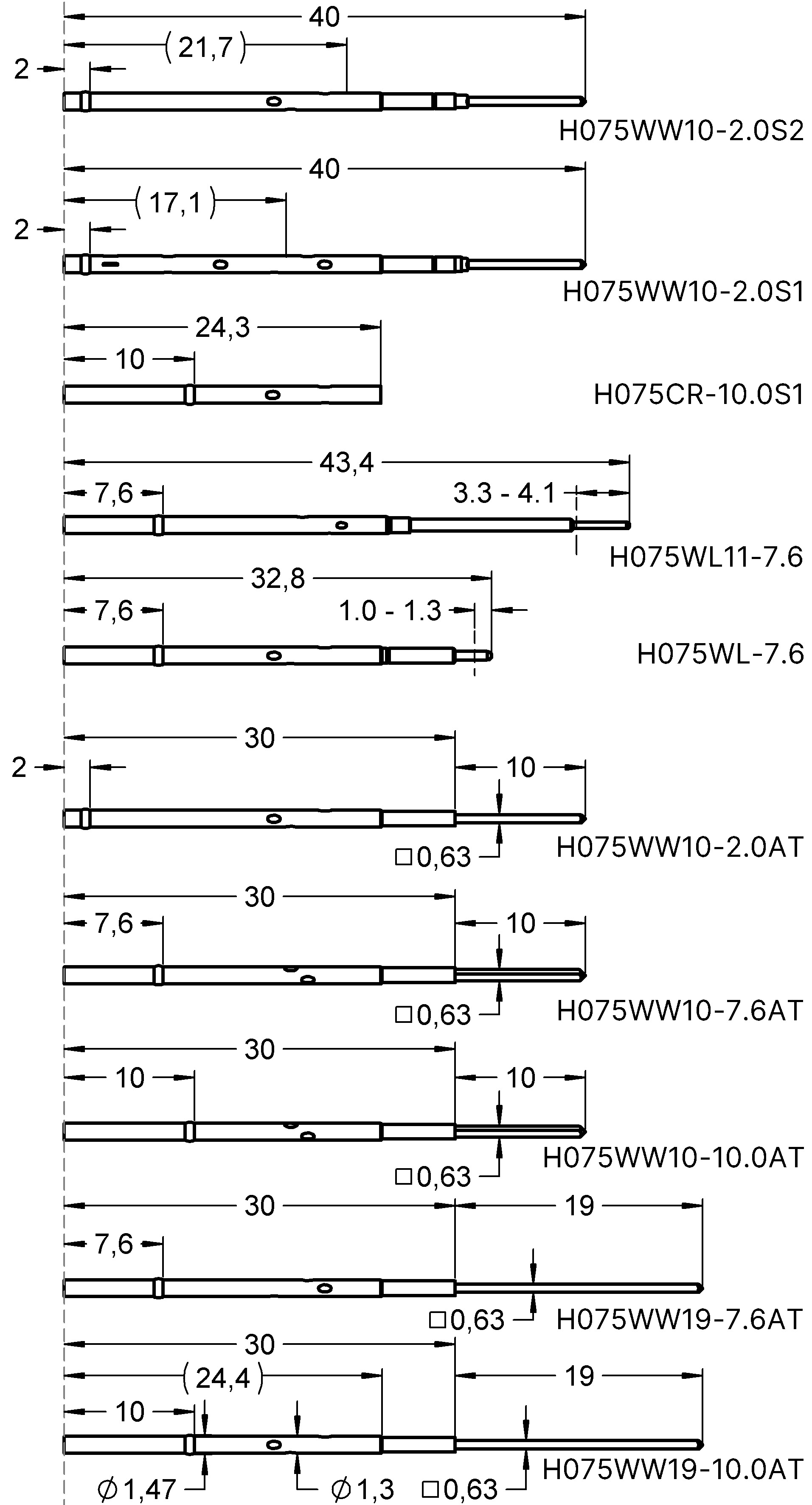 H075WW19-7.6AT 类似针套概述