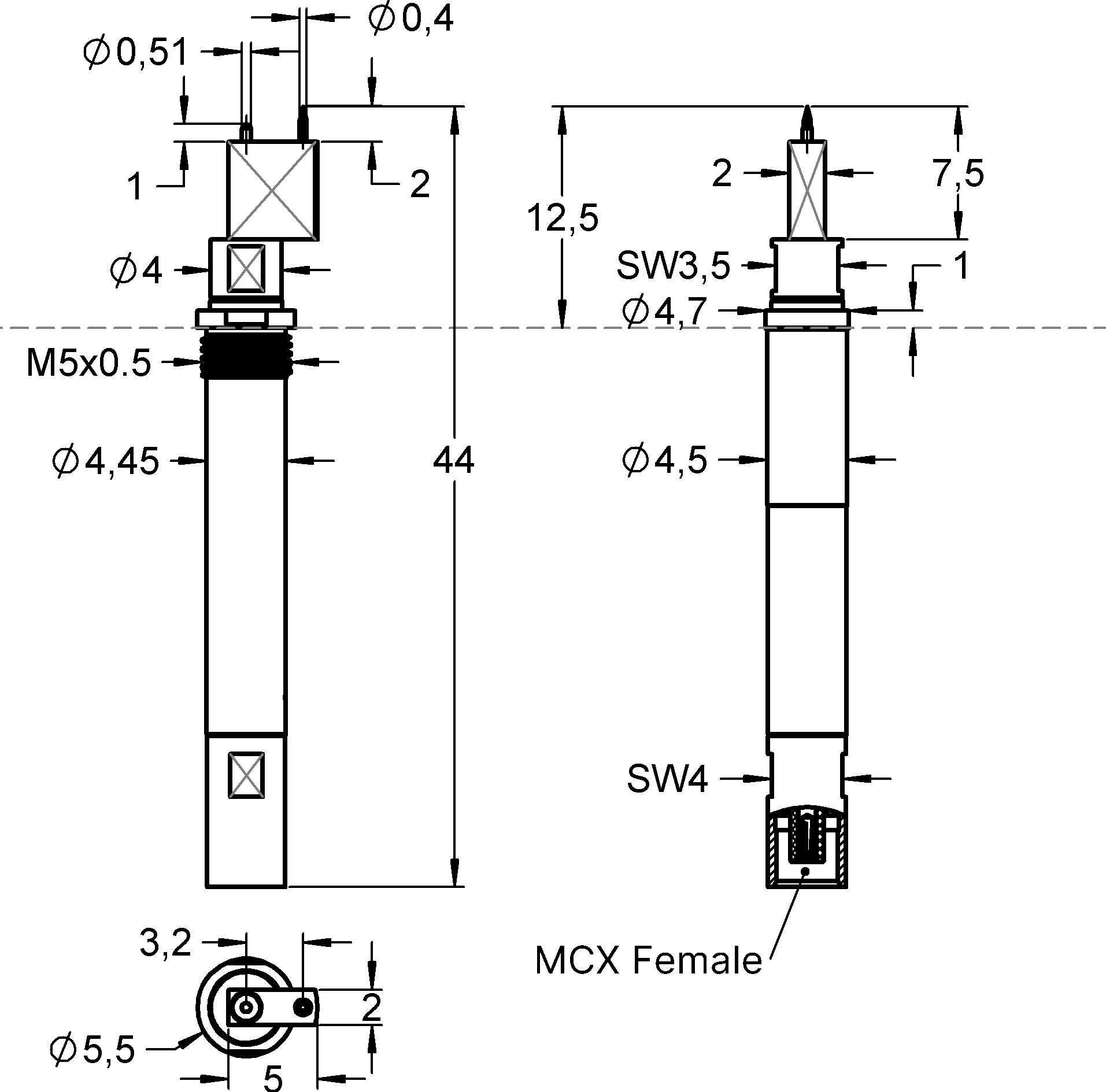 HF860PCBGS016G830MCXfP Familienzeichnung
