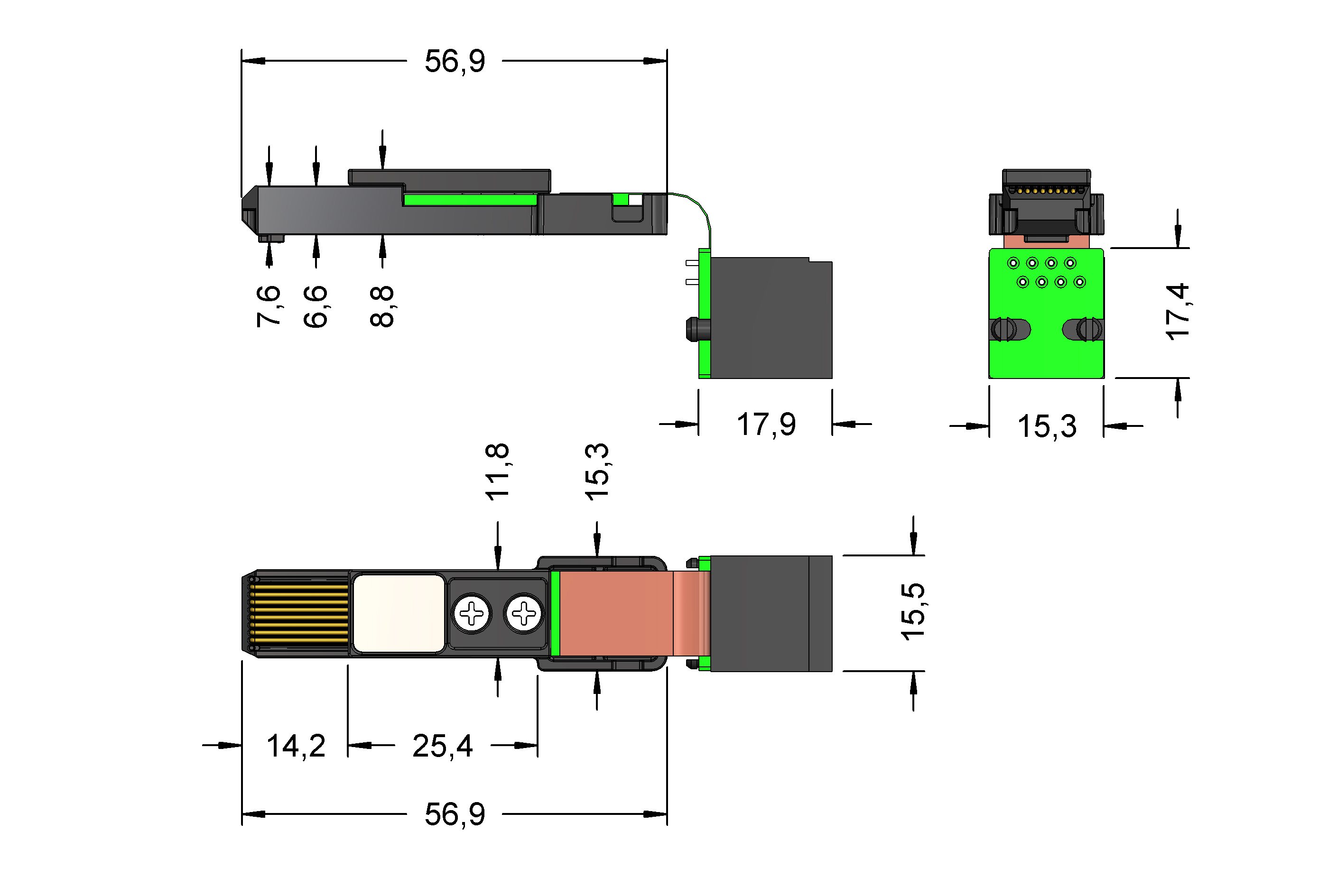 TC-P 201 008 RJ 45 F 제품군 도면