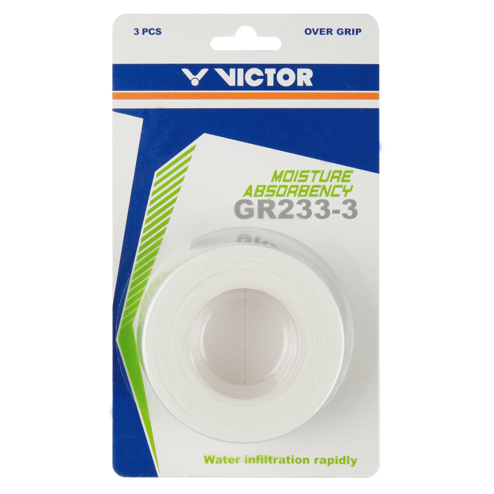 Victor GR233 Overgrip 3-Pack White - Badminton greb