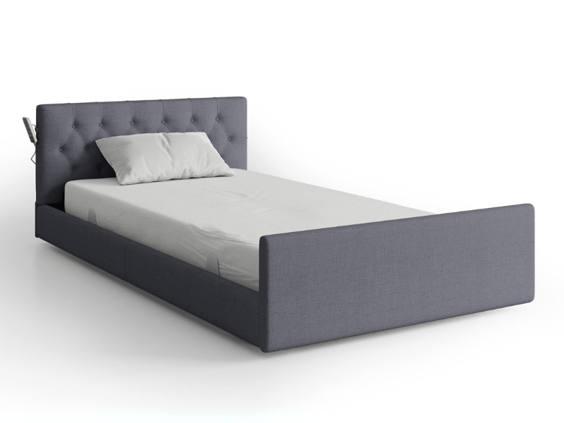 Nursing Bed Complete, Floorline, King Single, Upholstered Slate, Xcel 3 Pro