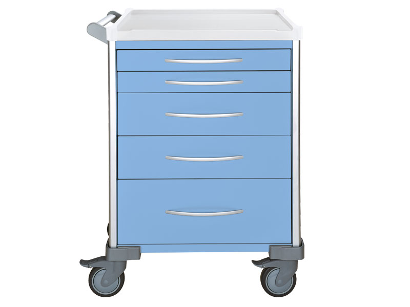 Anaesthesia Cart, Standard, 5 Drawer (2x 75mm, 2x 155mm, 1x 235mm), Blue, UniCart