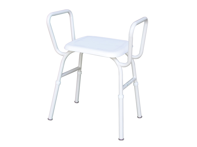 Shower Stool, Aluminium, Plastic Seat, with Arms