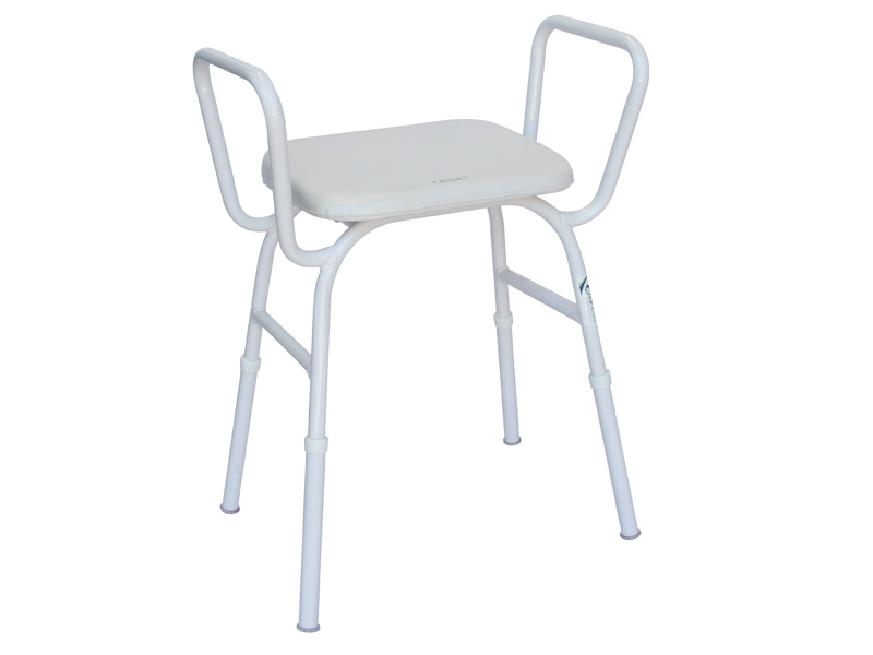Shower Stool, Aluminium, Padded Seat, with Arms