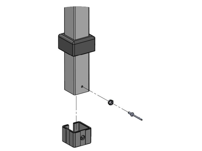 Bushing Kit, with 4x Bushing, Cap, Washer & Rivet, 4Healthcare to suit 4H710 Parallel Bars