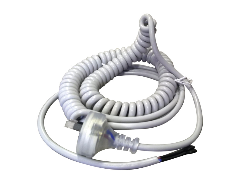 Cable, Mains Power, 1950mm (77in.), Grey, Coiled, Dewert, to suit Qaud 7 Actuator