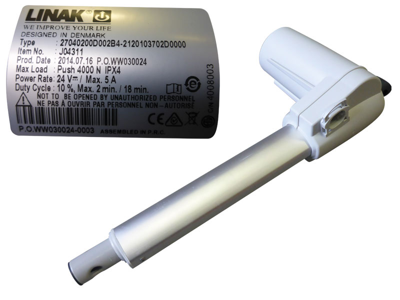 Linear Actuator, 200mm (8in.), Grey, Minifit, Linak LA27, to suit Alrick 2300 Series Bed Backrest