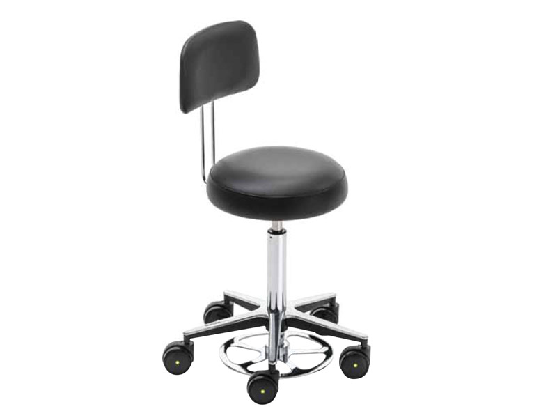 Surgeons Stool, Pneumatic, Flat Seat, with Backrest, Novak