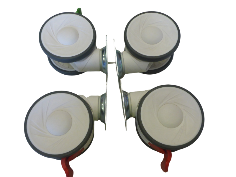 Castor Set, 125mm (5in.), Twin Wheel, Plastic, with 2x Braking, 1x Tracking, 1x Non-Braking, Unicare, to suit Unicare Cart
