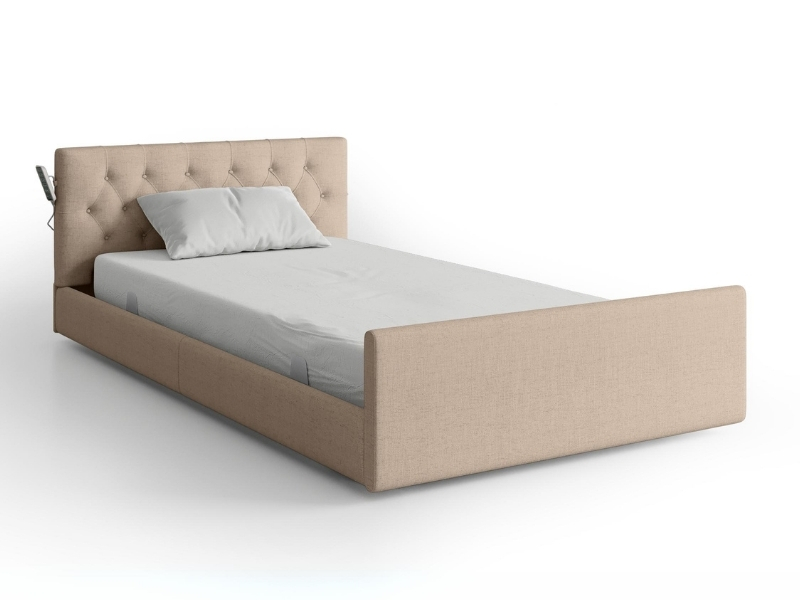 Nursing Bed Complete, Floorline, Single, Upholstered Oatmeal, Xcel 3 Pro