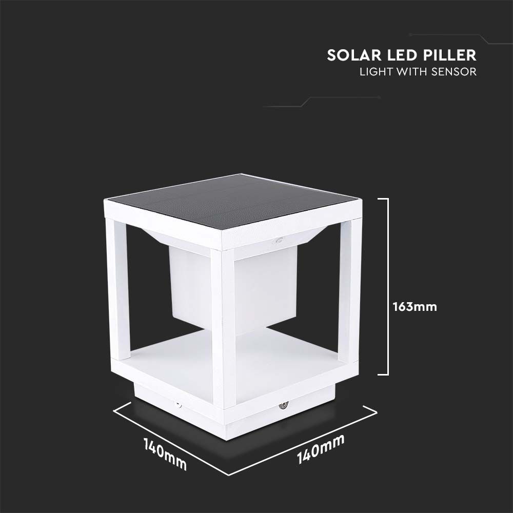 LED Solar Pillar White Body 3000K