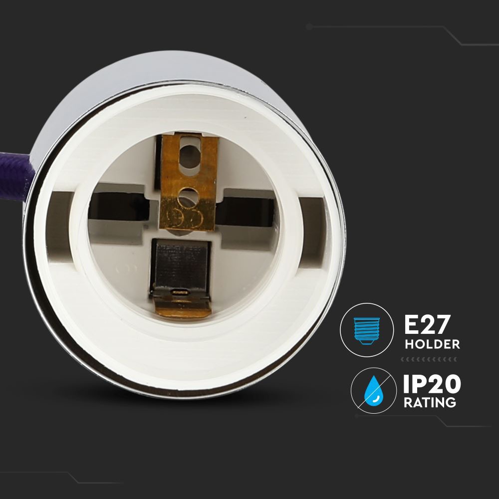 Lampadario con Portalampada Cromo Dome Viola Chiaro Cavo img 1