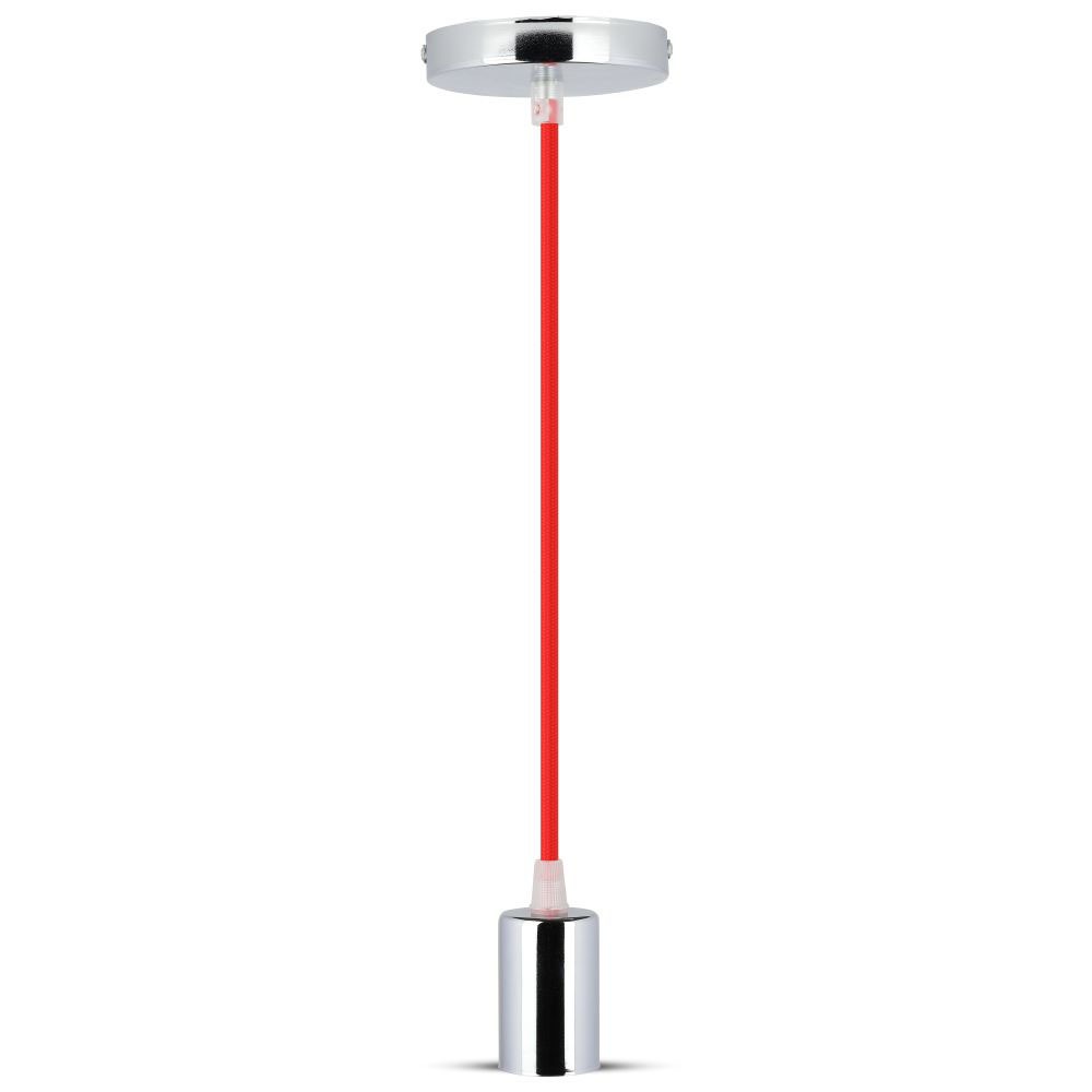 Lampadario con Portalampada Cromo Dome Rosso Chiaro Cavo