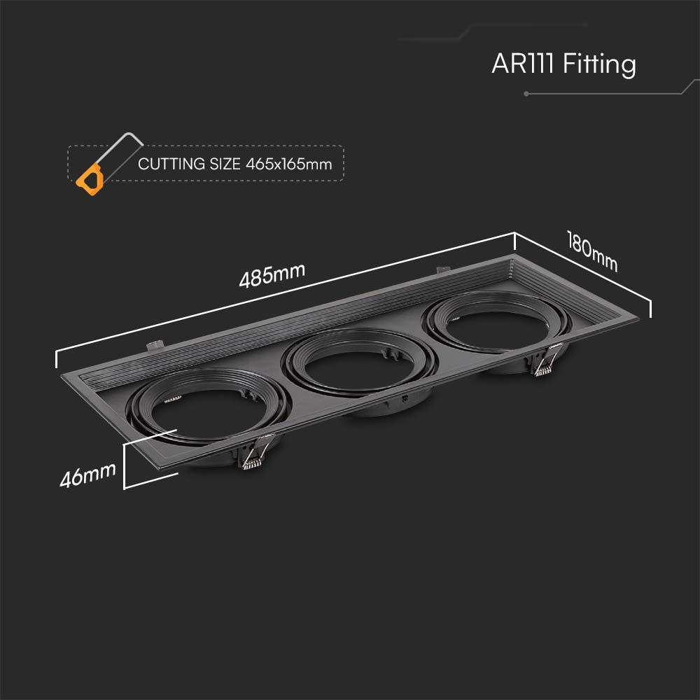 3 x AR111 Fitting Nero