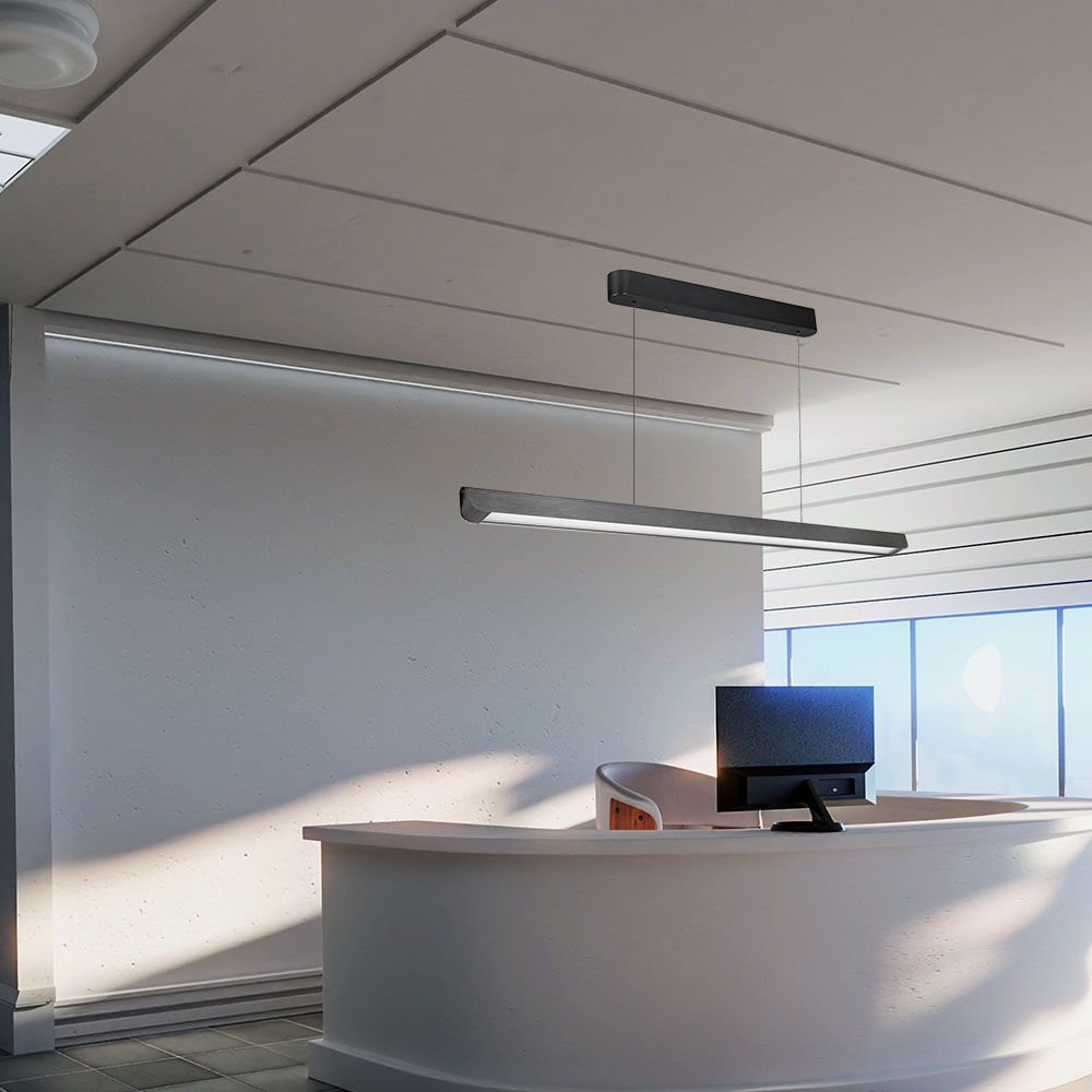 36W LED Linear Hanging Suspension Light Diffuser Plate Type-CCT:3IN1 - Matte Grey img 1