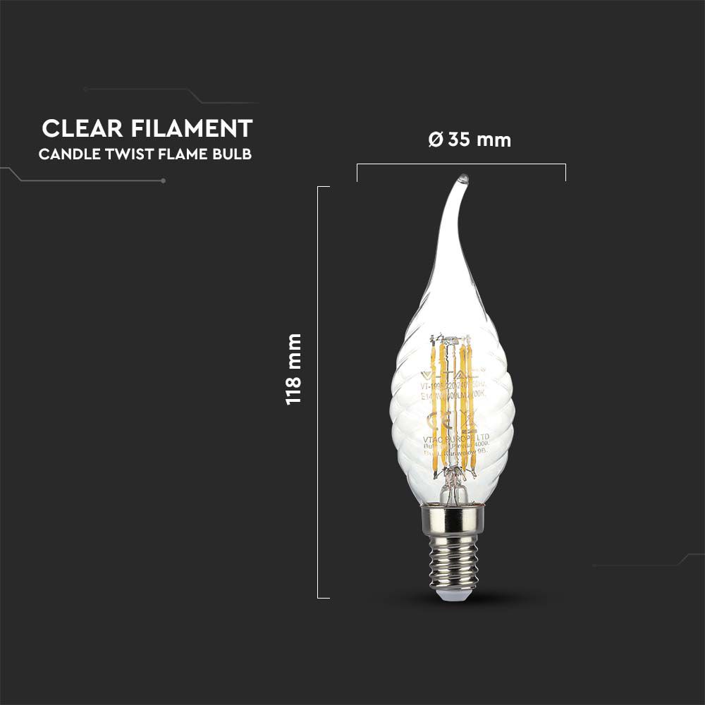 4W Filament E14 Twist Candle Tail 3000K