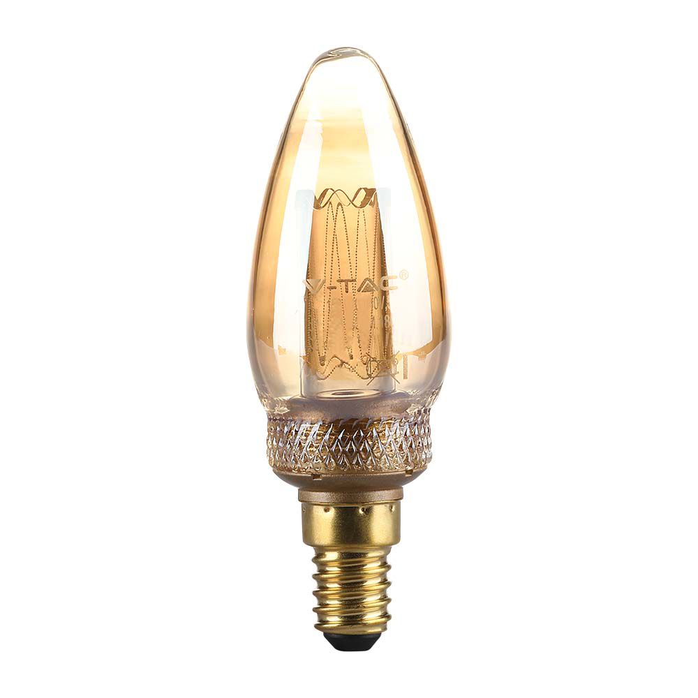 LED - 2W Filament E14 Amber Art Candle 4000K