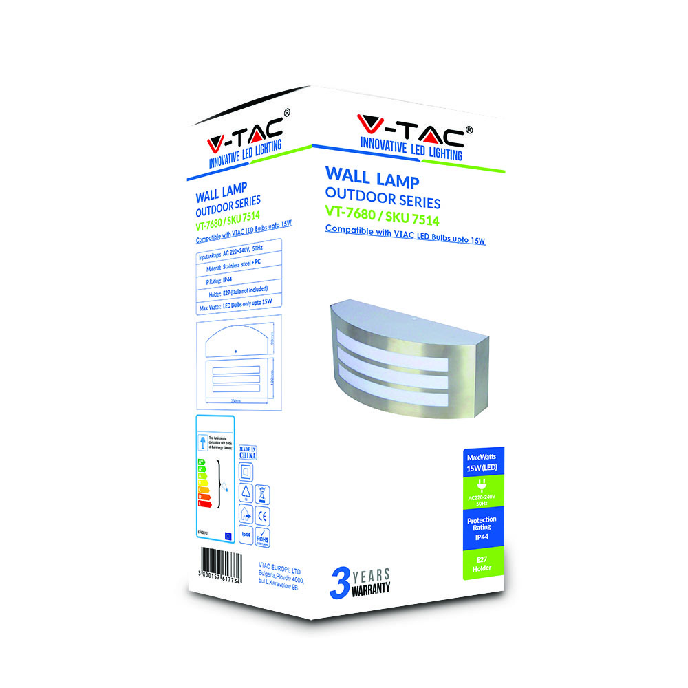 Portalampada da muro E27 con acciaio senza piombo