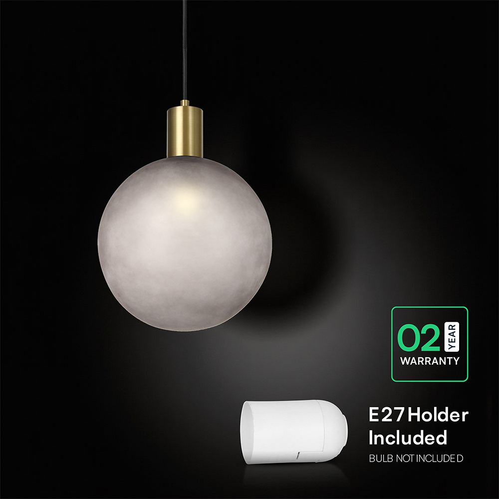 E27 Decorative Hanging Lamp (D100*H25mm) Brished Brass+Smokey Grey img 2