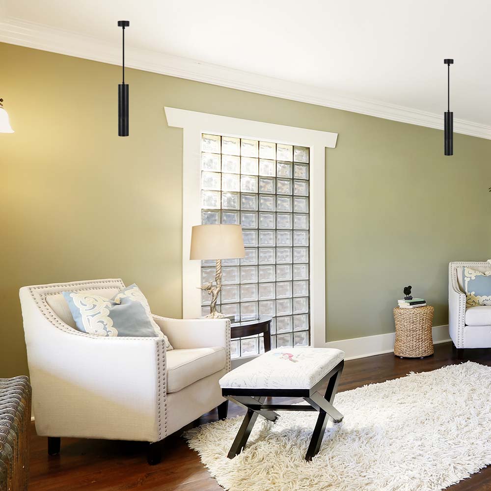 1*GU10 Hanging Pendant Black D 60*300MM img 1