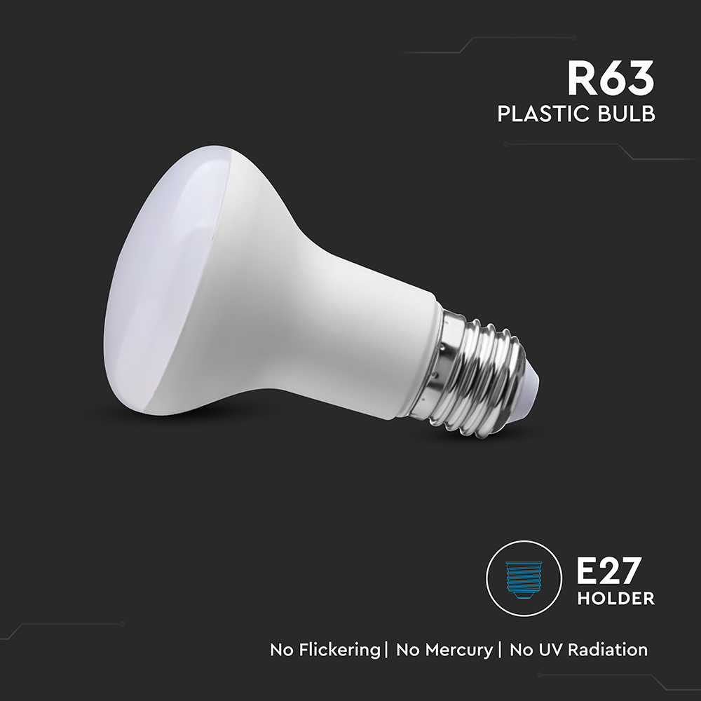 LED Bulb - 8.5W E27 R63 Thermoplastic 6400K img 1