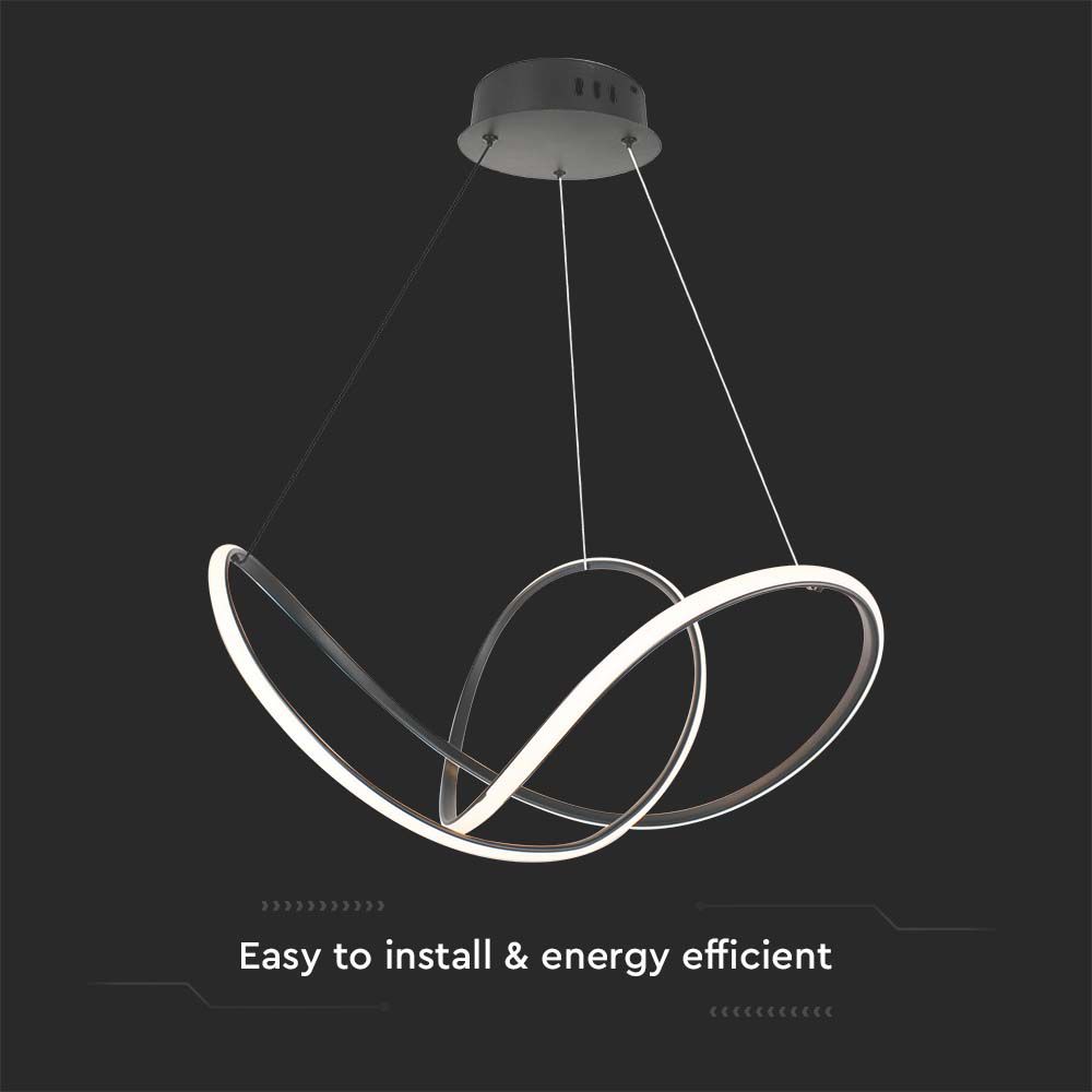 Lampadario LED a Sospensione 49W in Metallo Colore Nero 70*10cm Dimmerabile 3000K