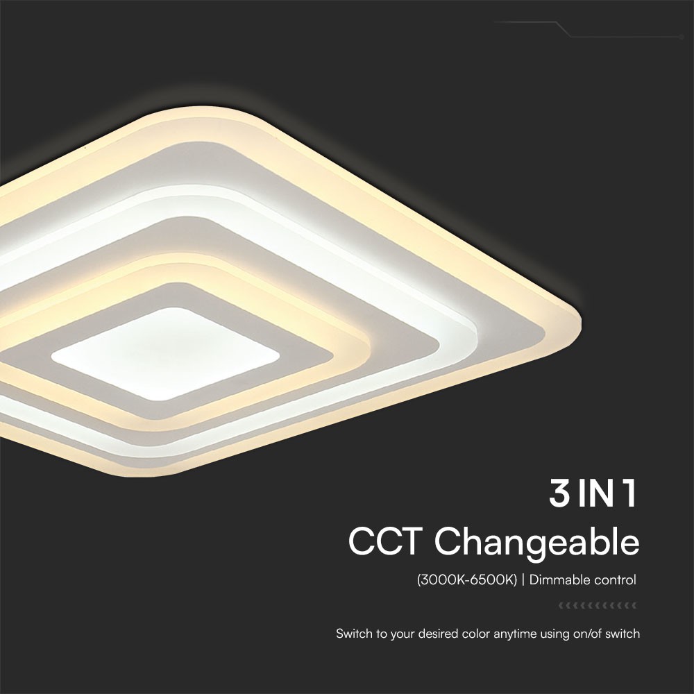 82W LED Ceiling Lamp 3 Step Dimmable With Remote Control White Body IP20 img 2