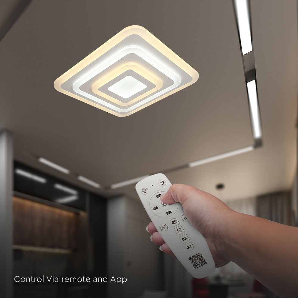 82W LED Ceiling Lamp 3 Step Dimmable With Remote Control White Body IP20 img 3