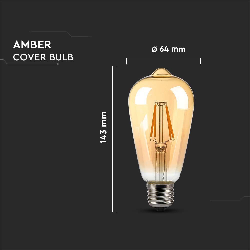 8W Filament E27 ST64 Amber Cover 2200K