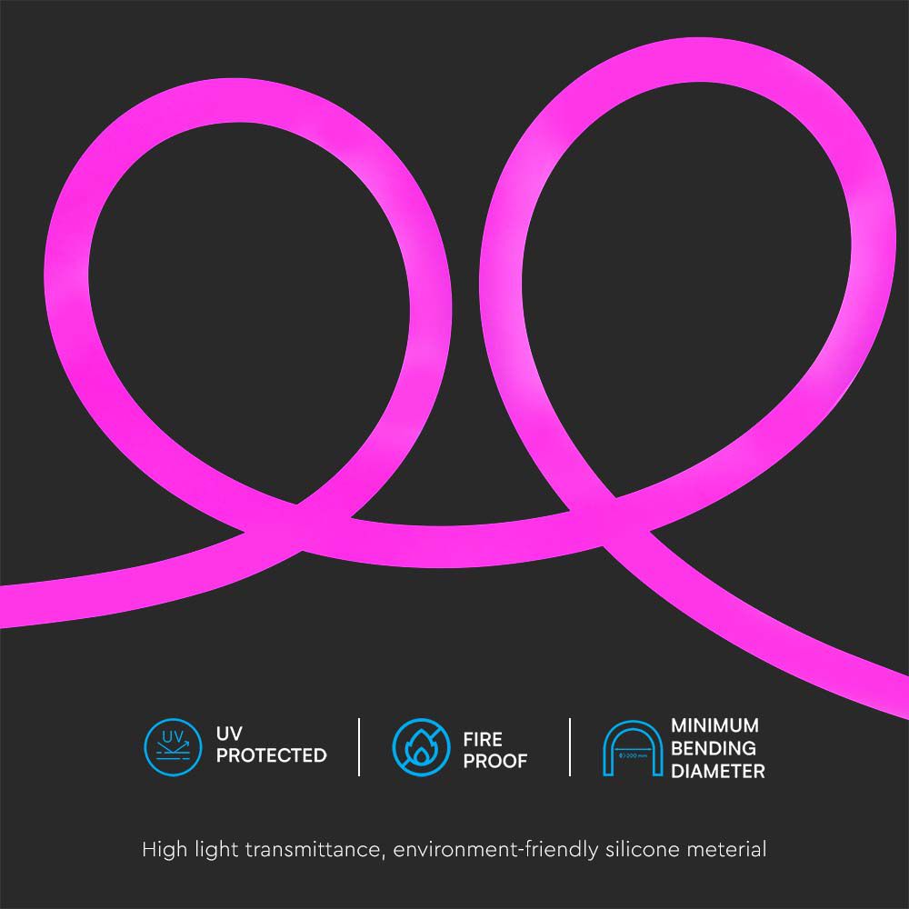 Neon Flex 12W/m Bobina 10m 24V Colore Rosa img 2