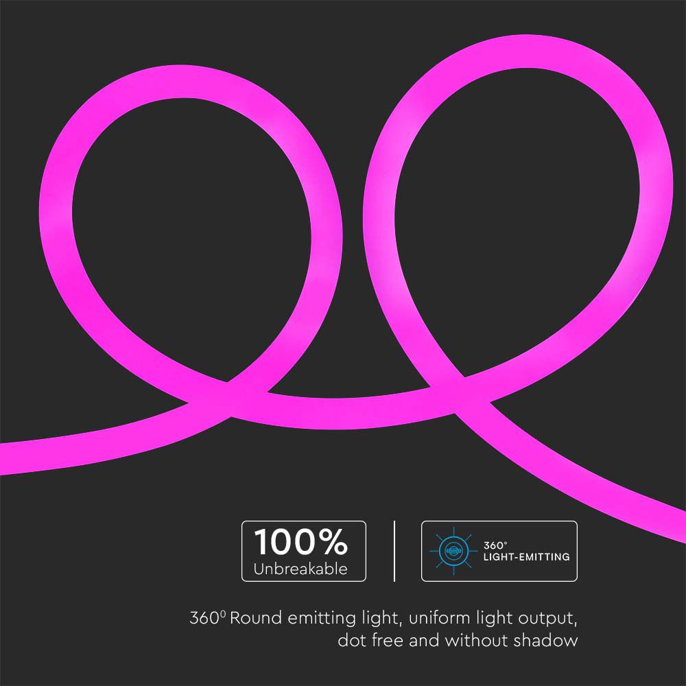 Neon Flex 12W/m Bobina 10m 24V Colore Rosa img 3