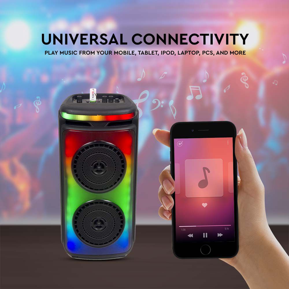 Altoparlante ricaricabile da 400 W con 1 microfono cablato Controllo RF e maniglia 2x6,5 pollici img 2